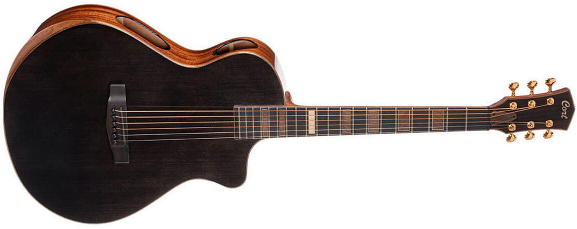 Cort Modern Masterpiece Concert Cw Epicea Acajou Eb - Black - Guitare Folk - Main picture