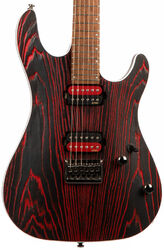 Guitare électrique forme str Cort KX300 - Etched black red