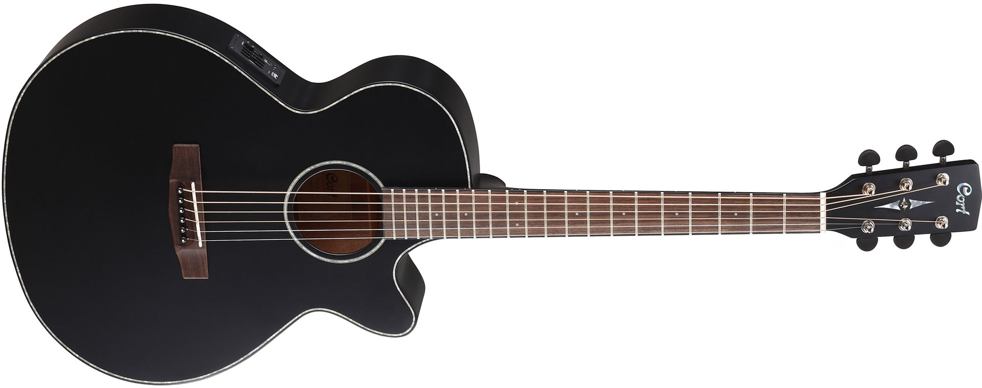 Cort Sfx-e Bks Auditorium Slim Cw Epicea Acajou - Black Satin - Guitare Acoustique - Variation 1