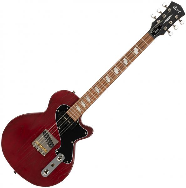 Guitare électrique solid body Cort Sunset TC - Open pore burgundy red