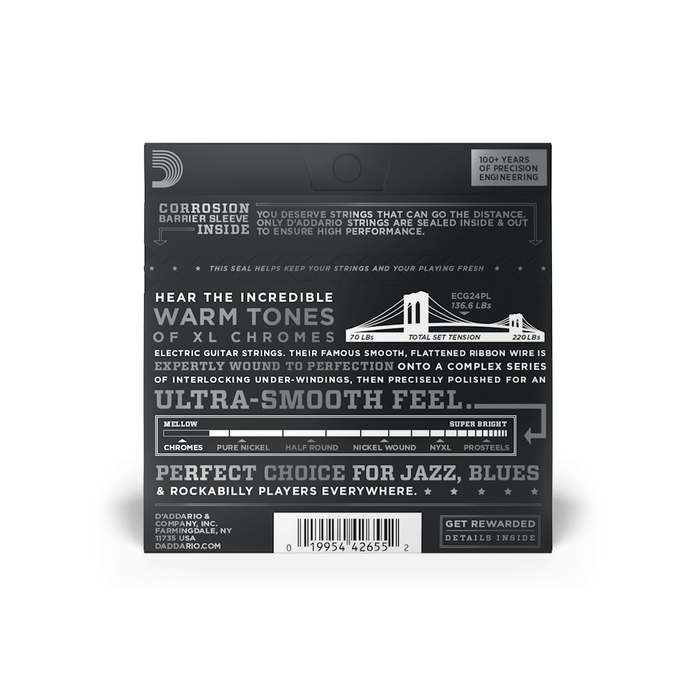 D'addario Jeu De 6 Cordes 11-50 Jazz Light, Plain Third, Xl Chromes Electric Guitar Strings - Cordes Guitare Électrique - Variation 6