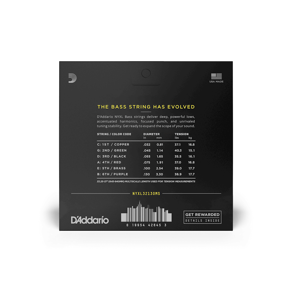 D'addario Jeu De 6 Cordes 32-130 Hybrid Light 6-string, Multiscale, Nyxl Bass Guitar Strings - Cordes Guitare Électrique - Variation 2