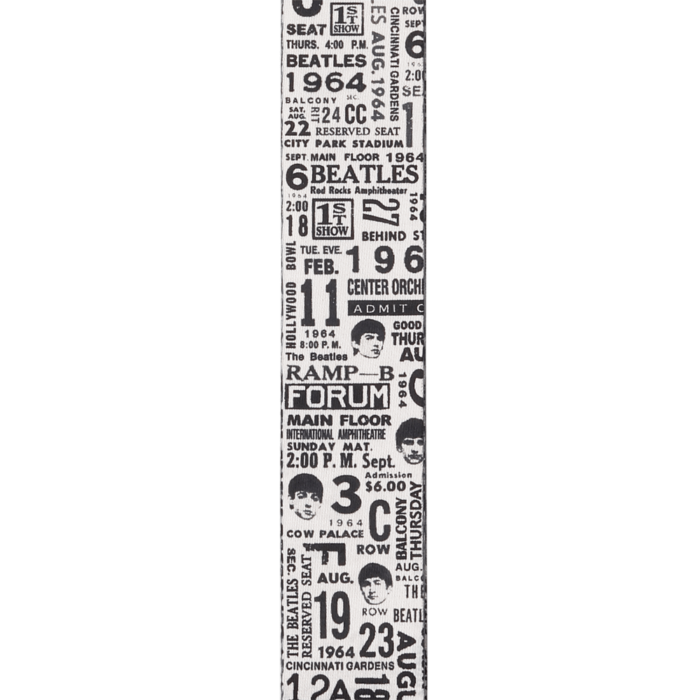 D'addario 50btl13 Beatles 1964 Us Tour Ticket Stubs Guitar Strap, Black And White - Sangle Courroie - Variation 1