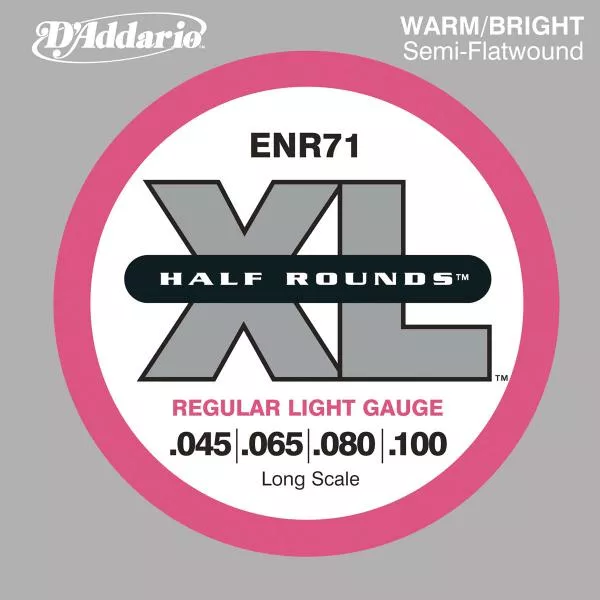 Cordes basse électrique D'addario ENR71 Bass (4) Half Rounds Regular Light / Long Scale 45-100 - jeu de 4 cordes
