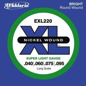 Cordes basse électrique D'addario EXL220 Bass(4) Nickel Wound 40-95 - Jeu de 4 cordes