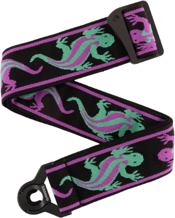 D'addario 50balpw01 Auto Lock Vintage Planet Waves, Lizards Green/purple - Sangle Courroie - Main picture