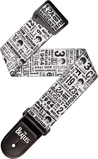 D'addario 50btl13 Beatles 1964 Us Tour Ticket Stubs Guitar Strap, Black And White - Sangle Courroie - Main picture