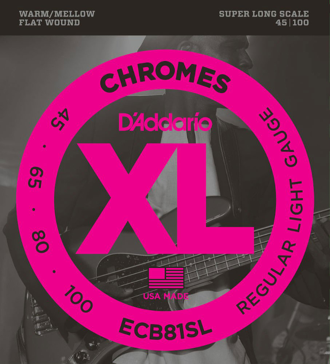 D'addario Ecb81sl Chromes Flat Wound Electric Bass Super Long Scale 4c 45-100 - Cordes Basse Électrique - Main picture