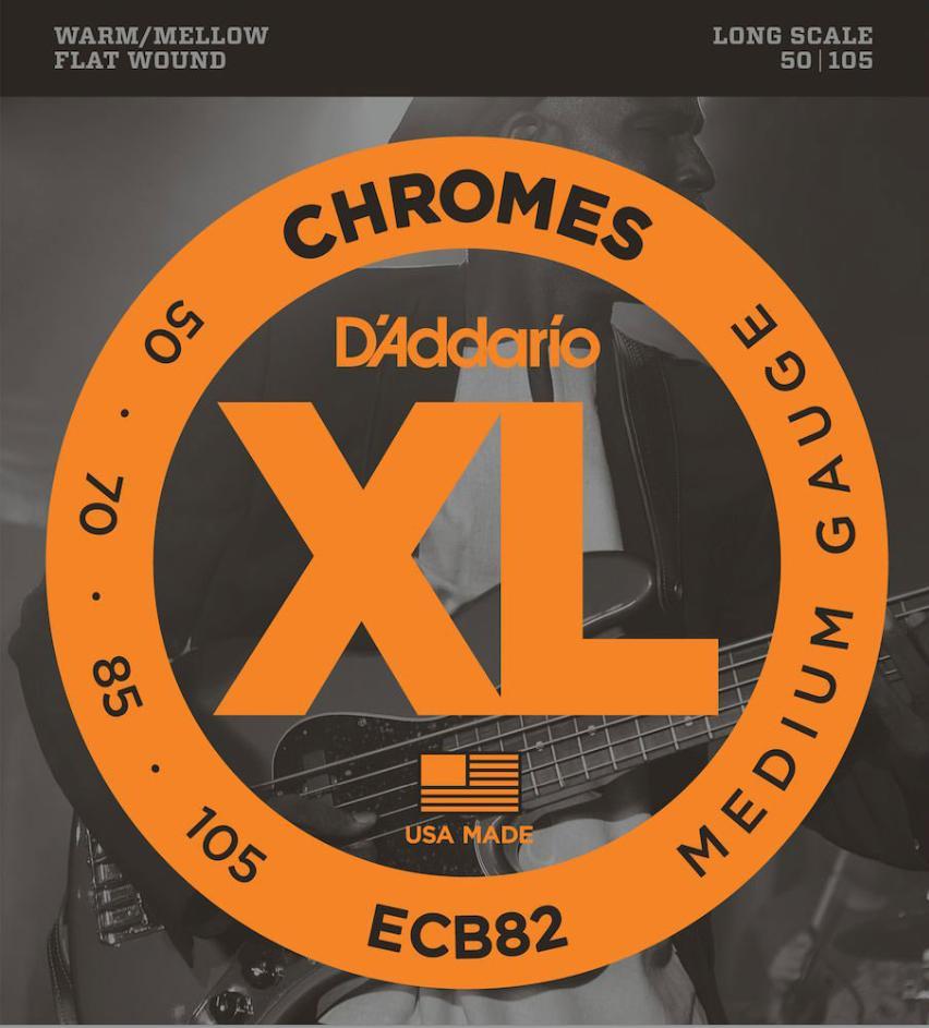 Cordes basse électrique D'addario ECB82 Electric Bass 4-String Set Chromes Flat Wound Long Scale 50-105 - Jeu de 4 cordes