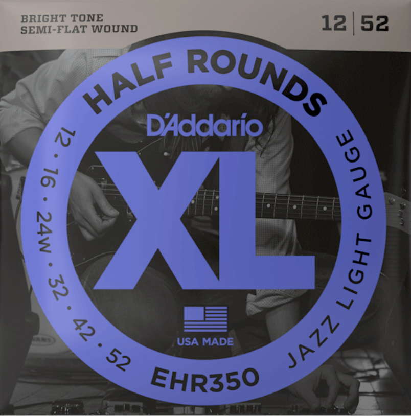 D'addario Ehr350 Half Round Jazz Light Electric Guitar 12-52 - Cordes Guitare Électrique - Main picture