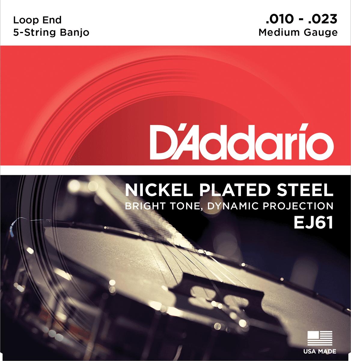 D'addario Ej61 5-string Bango Medium Nickel Plated Steel 010-023 - Corde Banjo - Main picture