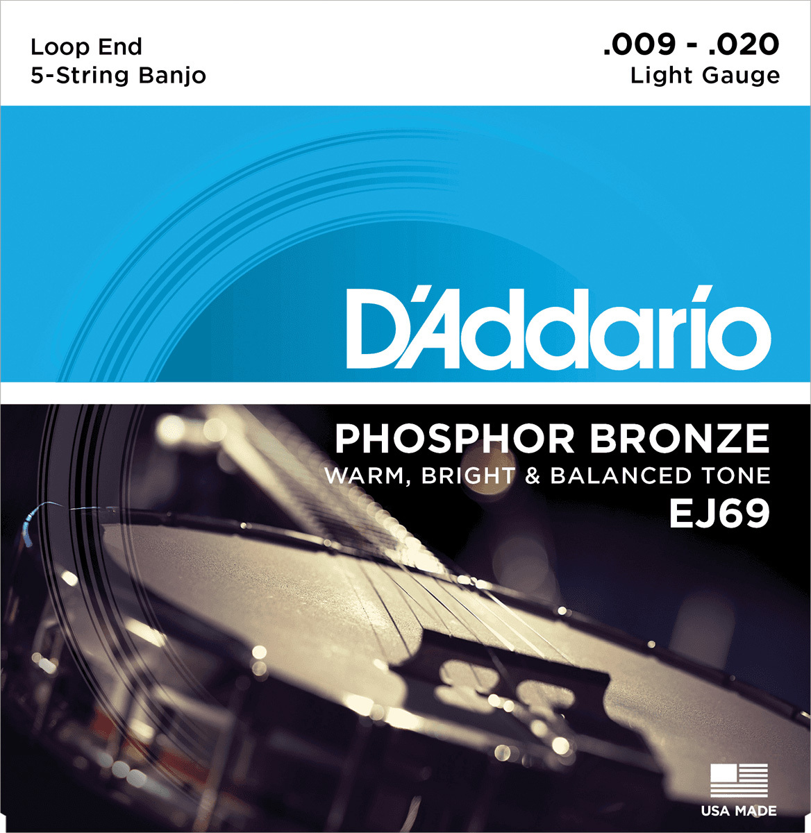 D'addario Jeu De 5 Cordes Ej69 5-string Banjo Phosphor Bronze Light 9-20 - Corde Banjo - Main picture