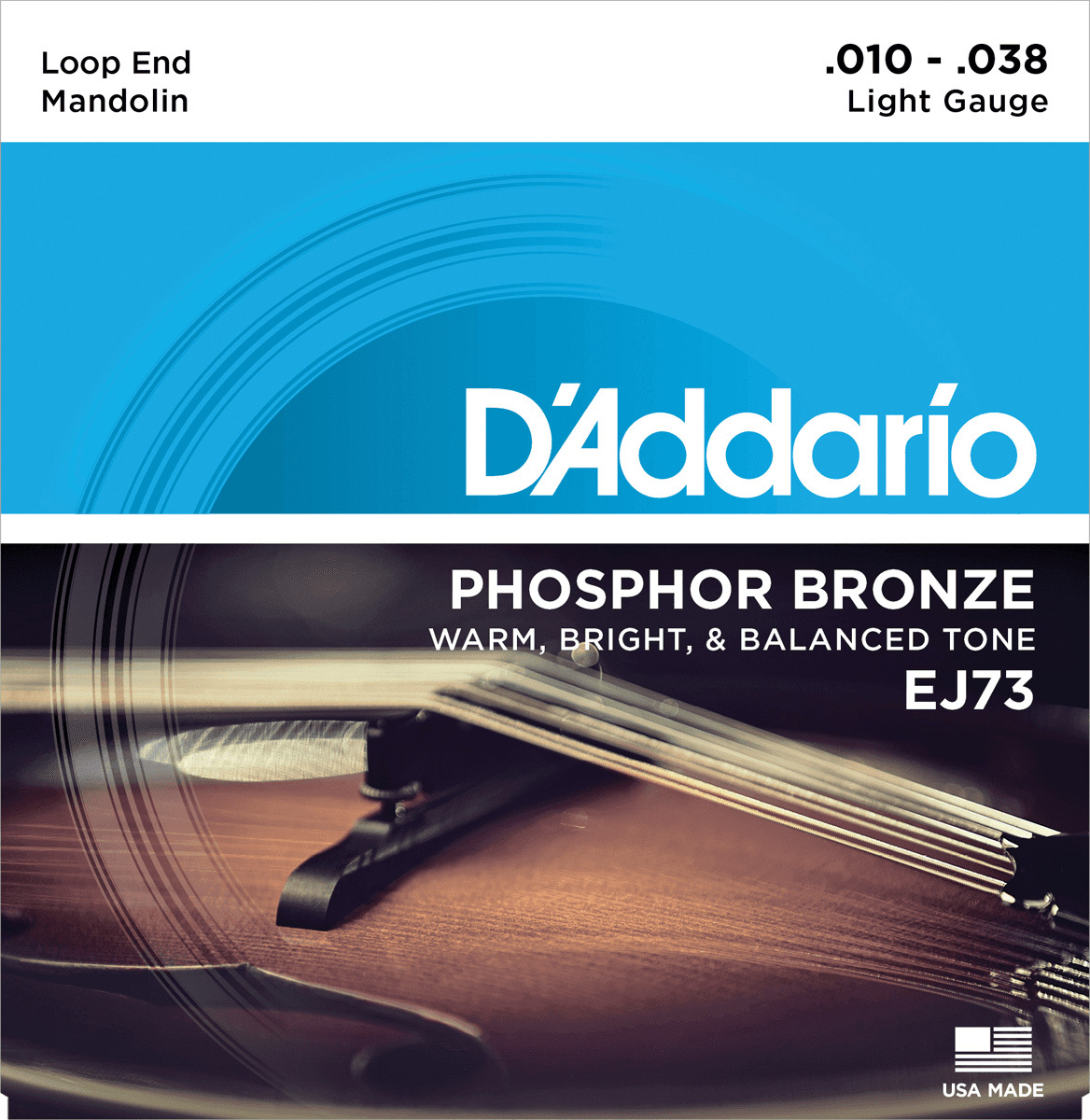 D'addario Ej73 Mandolin Strings Phosphor Bronze Light 10-38 - Cordes Mandoline - Main picture
