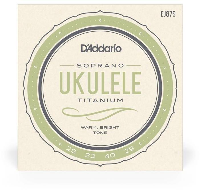 Cordes ukelele  D'addario EJ87S Ukulélé Soprano (4)  Pro-Arté Titanium 028-029 - Jeu de 6 cordes