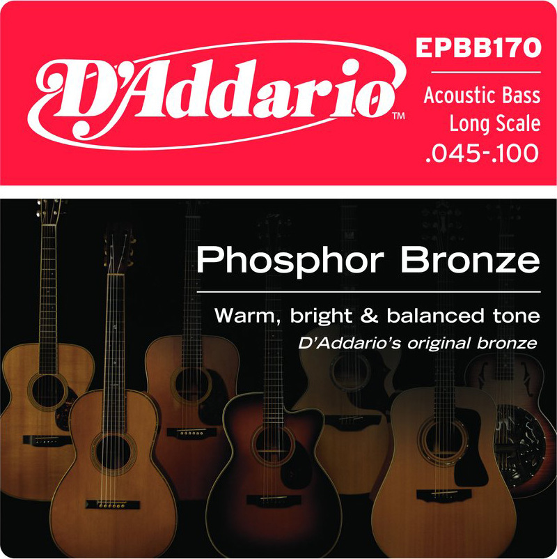 D'addario Jeu De 4 Cordes Epbb170 Phosphor Bronze Acoustic Bass Long Scale 45-100 - Cordes Basse Acoustique - Main picture