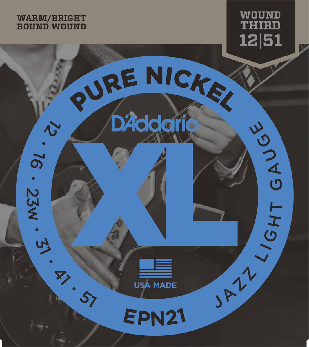 D'addario Jeu De 6 Cordes Epn21 Xl Pure Nickel - Jazz Light - 012-051 - Cordes Guitare Électrique - Main picture