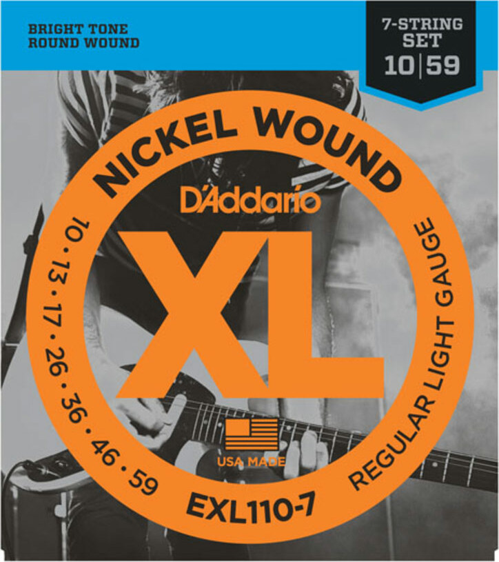 D'addario Jeu De 7 Cordes Exl110-7 Nickel Round Wound 7-string Regular Light 10-59 - Cordes Guitare Électrique - Main picture