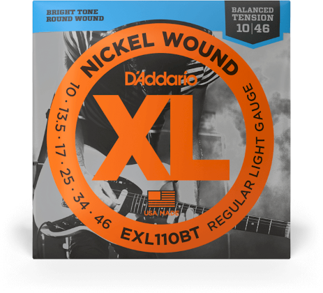 D'addario Jeu De 6 Cordes Exl110bt Nickel Round Wound Balanced Tension Regular Light 10-46 - Cordes Guitare Électrique - Main picture