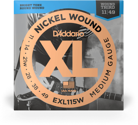 D'addario Jeu De 6 Cordes Exl115w Nickel Round Wound Medium 11-49 - Cordes Guitare Électrique - Main picture