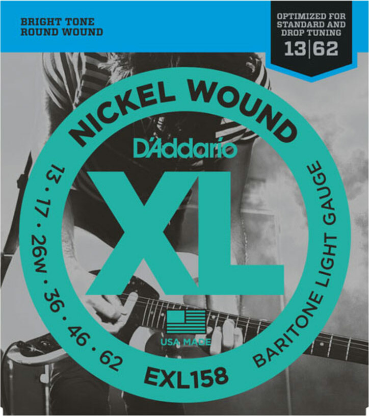 D'addario Jeu De 6 Cordes Exl158 Nickel Round Wound Baritone Light 13-62 - Cordes Guitare Électrique - Main picture