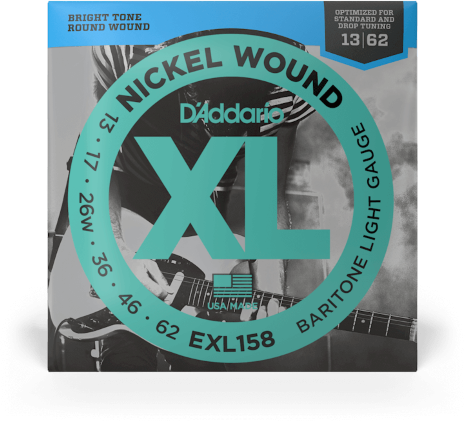 D'addario Jeu De 6 Cordes Exl158 Nickel Round Wound Baritone Light 13-62 - Cordes Guitare Électrique - Main picture