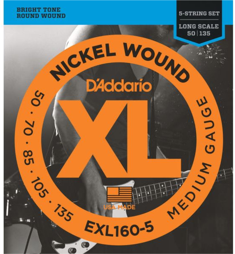 D'addario Exl160-5 Nickel Round Wound Electric Bass Long Scale 5c 50-135 - Cordes Basse Électrique - Main picture