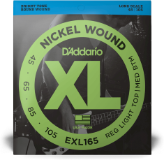 D'addario Jeu De 4 Cordes Exl165 Nickel Round Wound Bass Long Scale Custom Light 45-105 - Cordes Basse Électrique - Main picture