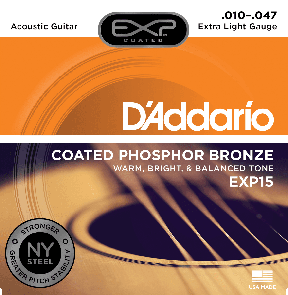 D'addario Exp15ny Coated Phosphor Bronze Extra Light 10-47 - Cordes Guitare Acoustique - Main picture