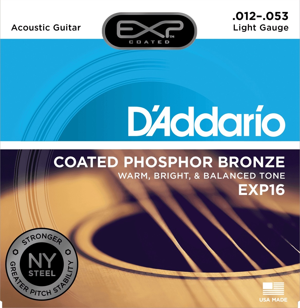 D'addario Exp16ny Coated Phosphor Bronze Light  12-53 - Cordes Guitare Acoustique - Main picture