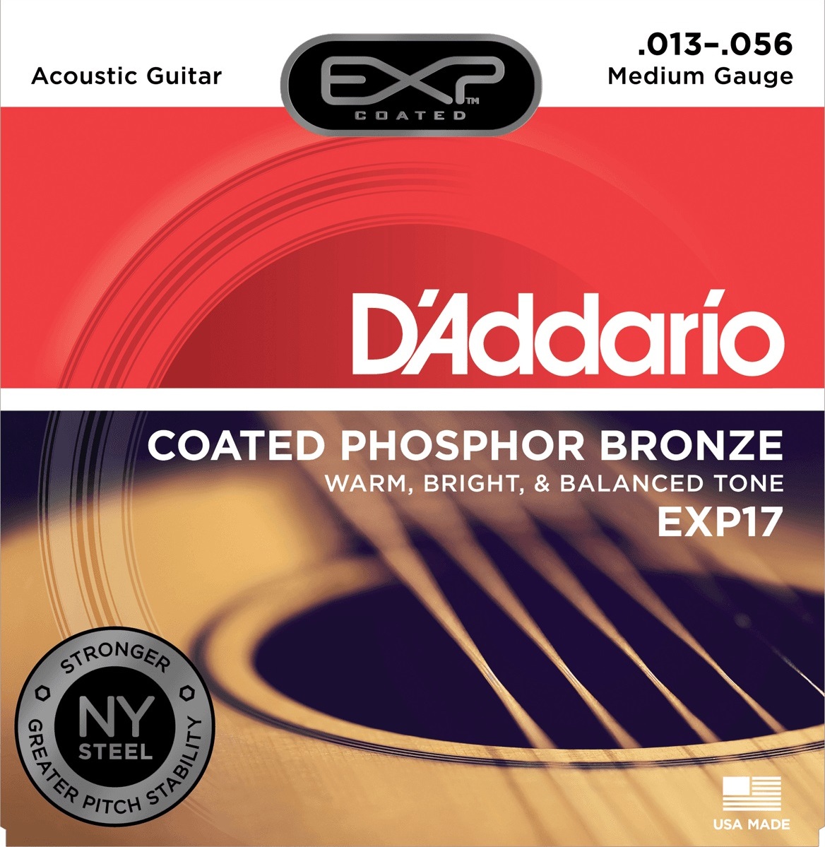 D'addario Jeu De 6 Cordes Exp17ny Coated Phosphore Bronze Medium Gauge 13-53 - Cordes Guitare Acoustique - Main picture