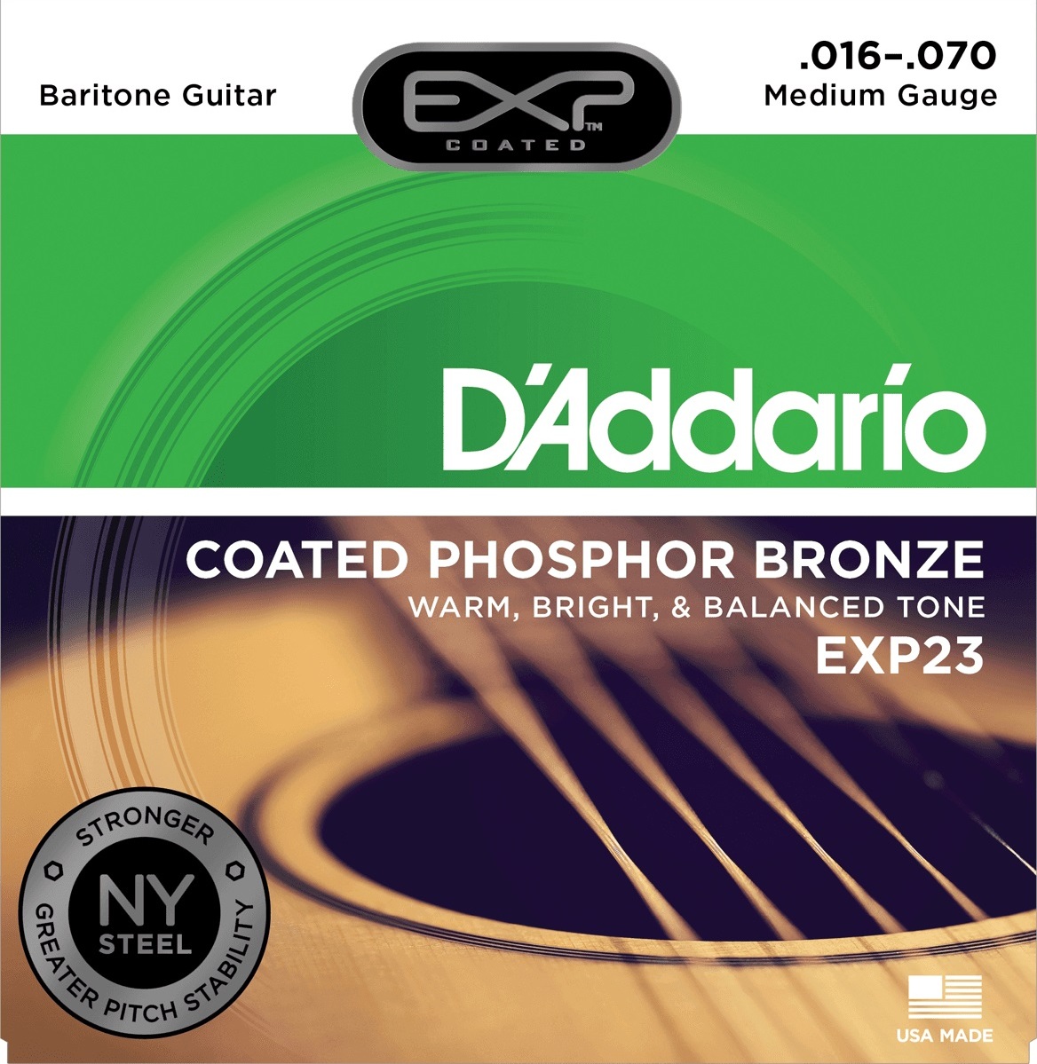 D'addario Exp23ny Cotaed Phosphore Bronze Baritone Medium 16-70 - Cordes Guitare Acoustique - Main picture