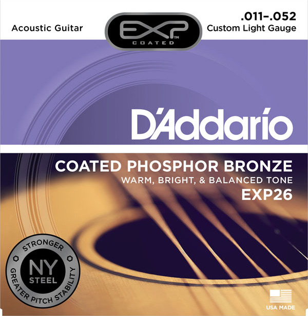 D'addario Exp26ny Coated Phosphor Bronze Custom Light 11-52 - Cordes Guitare Acoustique - Main picture
