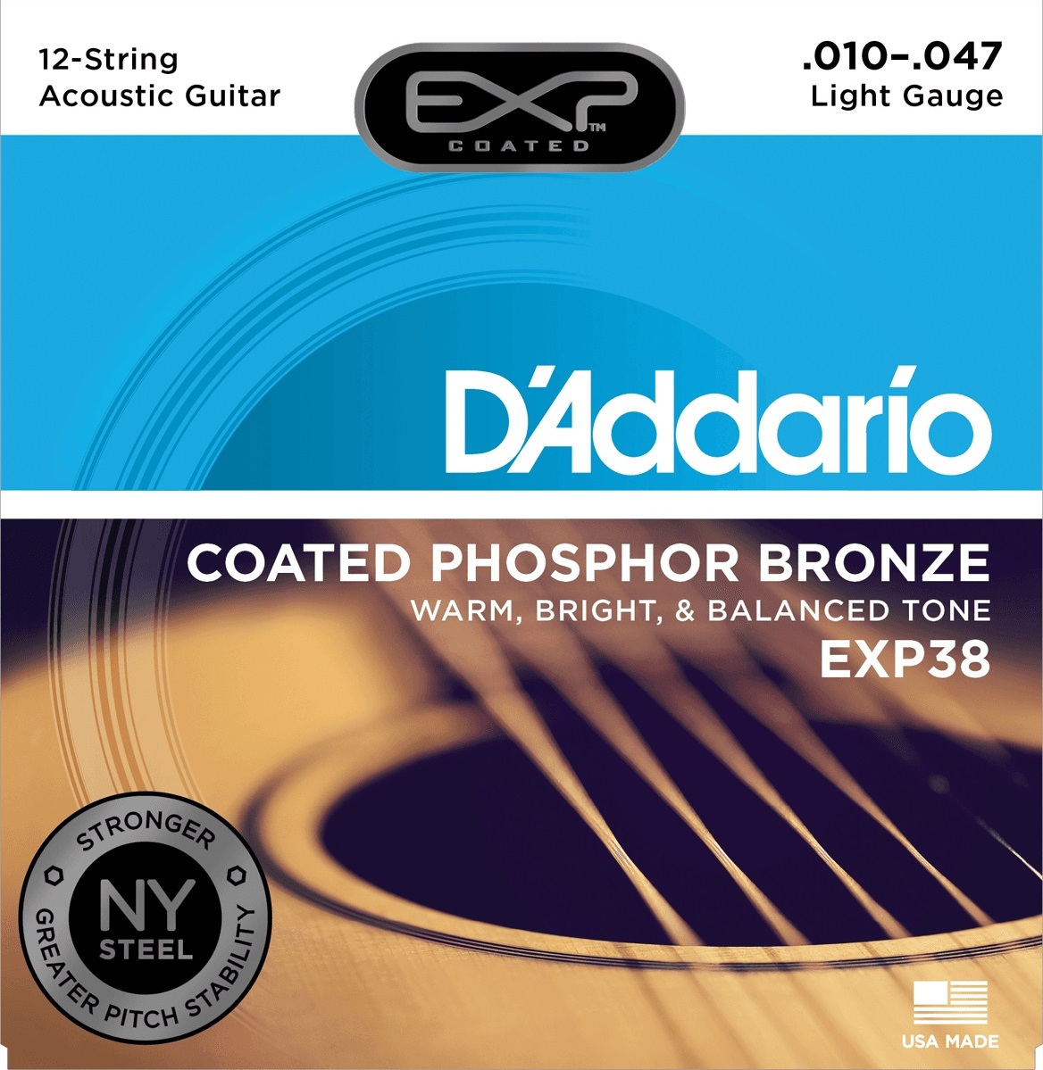 D'addario Exp38 Coated Phosphor Bronze Light 12-string 10-47 - Cordes Guitare Acoustique - Main picture