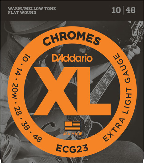 D'addario Jeu De 6 Cordes Guit. Elec. 6c Chromes Jazz 010.048 Ecg23 - Cordes Guitare Électrique - Main picture