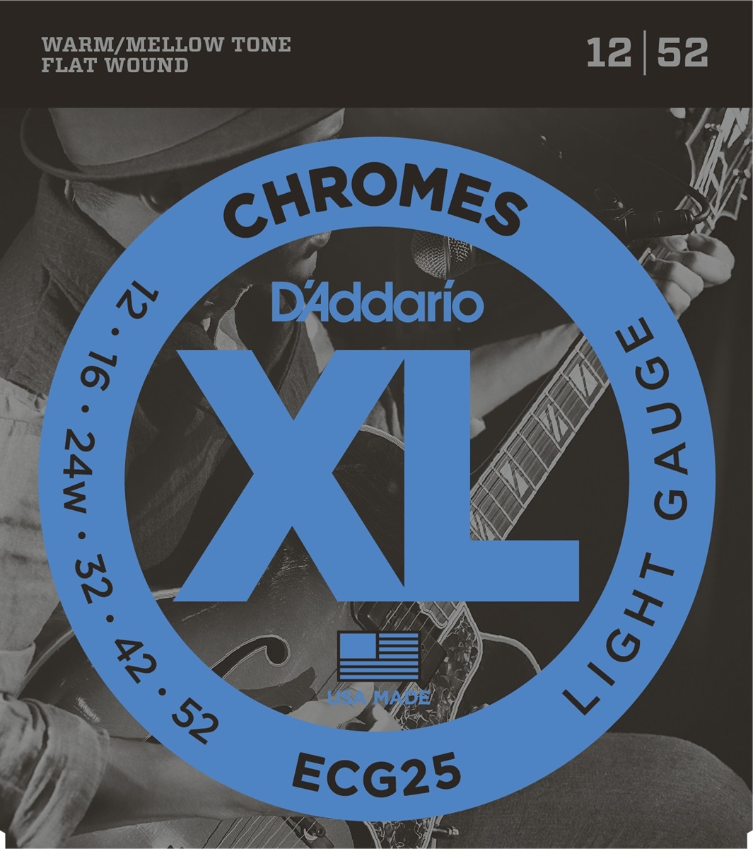 D'addario Jeu De 6 Cordes Guit. Elec. 6c Chromes Jazz 012.052 Ecg25 - Cordes Guitare Électrique - Main picture