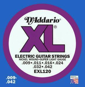 Cordes guitare électrique D'addario EXL120 Electric Super Light 09-42 - Jeu de 6 cordes