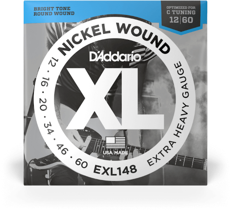 D'addario Jeu De 6 Cordes Guit. Elec. 6c Nickel Wound Drop C 012.060 Exl148 - Cordes Guitare Électrique - Main picture
