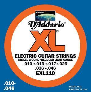 Cordes guitare électrique D'addario EXL110 Nickel Wound Electric Regular Light 10-46 - Jeu de 6 cordes