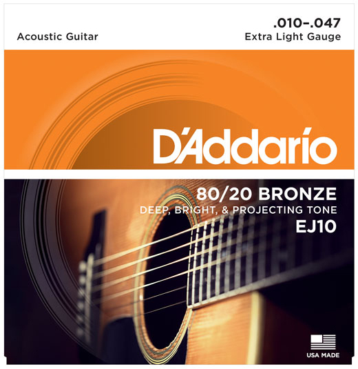 D'addario Guit. Folk 6c 80.20 Bronze 010.047 Ej10 - Cordes Guitare Acoustique - Main picture