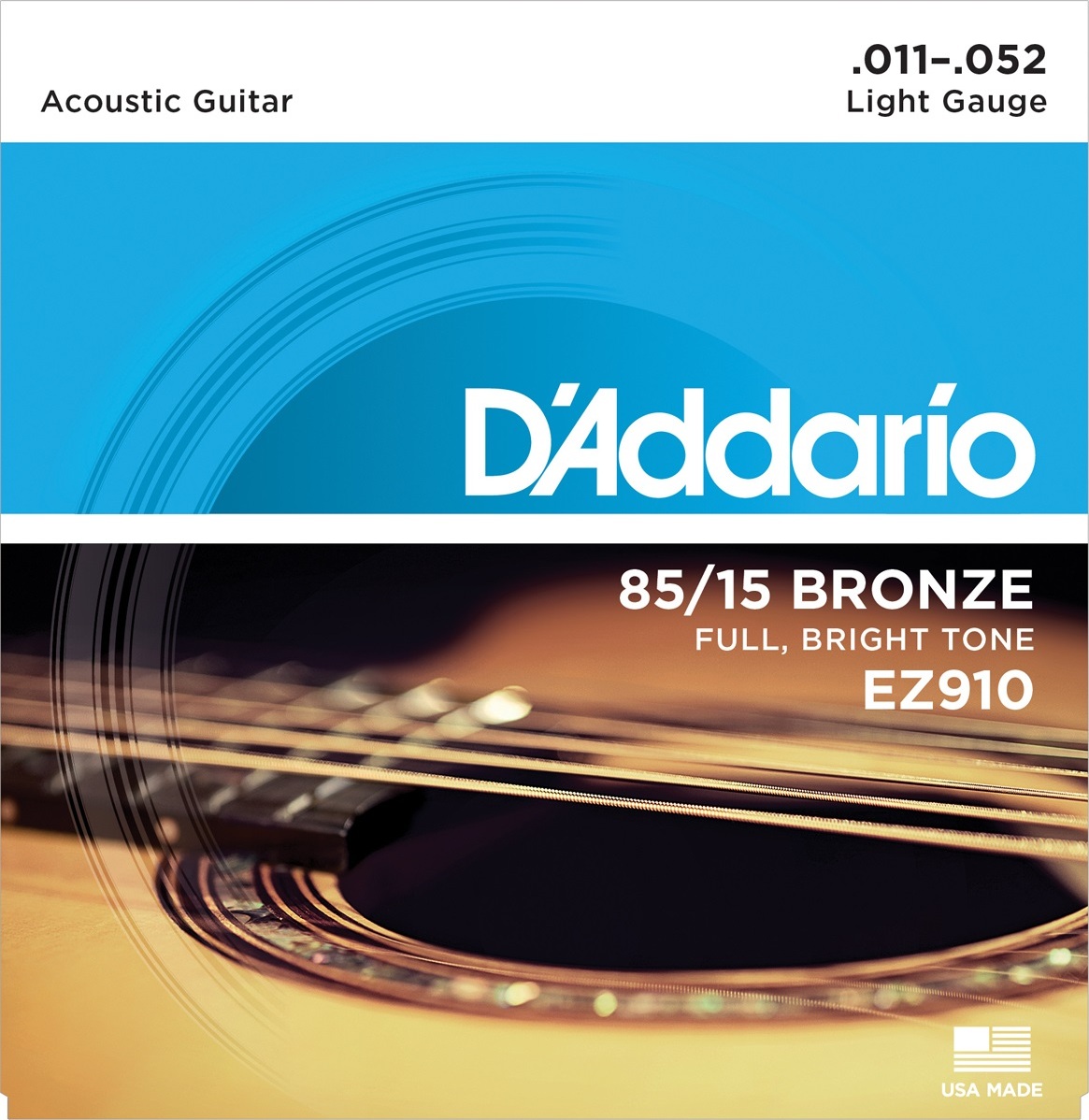 D'addario Guit. Folk 6c 85.15 American Bronze 011.052 Ez910 - Cordes Guitare Acoustique - Main picture