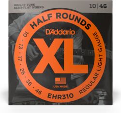 Cordes guitare électrique D'addario EHR310 Electric Half Rounds Regular Light 10-46 - Jeu de 6 cordes