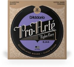 Cordes guitare classique nylon D'addario EJ44 Pro-Arté Nylon, Extra Hard Tension - Jeu de 6 cordes