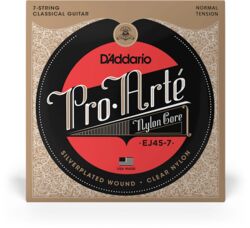 Cordes guitare classique nylon D'addario EJ45-7 7 String Nylon Classic - Jeu de 7 cordes