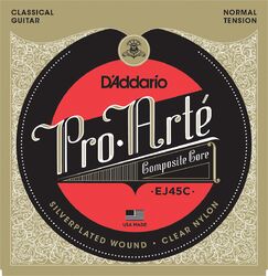 Cordes guitare classique nylon D'addario EJ45C Pro Arte Classical Composite Core - Jeu de 6 cordes