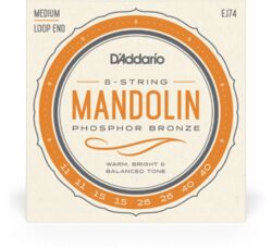 Cordes mandoline D'addario EJ74 Mandolin Phosphor Bronze 11-40 - Jeu de 6 cordes