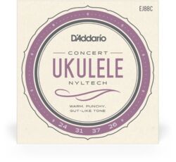 Cordes ukelele  D'addario EJ88C Nyltech Ukulele, Concert - Jeu de 4 cordes