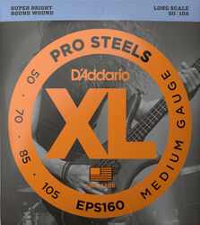 Cordes basse électrique D'addario EPS160 Electric Bass 4-String Set ProSteels Round Wound Long Scale 50-105 - Jeu de 4 cordes