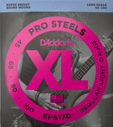 Cordes basse électrique D'addario EPS170 Electric Bass 4-String Set ProSteels Round Wound Long Scale 45-100 - Jeu de 4 cordes