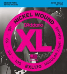 Cordes basse électrique D'addario ESXL170 XL Nickel Wound Basse 045-100 - Jeu de 4 cordes