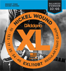 Cordes guitare électrique D'addario EXL110BT Nickel Wound  Electric Guitar Regular Light 10-46 - Jeu de 6 cordes